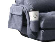 4-Way Reclining Floor Chair With 14-Position Adjustment, Made In Japan By KoYo, With Armrests, Cushion, Storage Pocket, Cup Holder, Linen Fabric, Compact And Foldable, Suitable For Single Living, Studio Apartments, Living Rooms, Bedrooms, Reading, Watching TV, Working From Home, Fully Assembled (No Assembly Required), Pressure Distribution, Comfortable For Long-Term Use, Easy Storage, Lightweight, Easy To Move, Gift Idea, Chair, Floor Chair, Reclining Sofa, Relax Chair, Couch Sofa, Memory Foam, High Back, Adjustable Backrest, Gear System, Stepless Adjustment, Foldable, Space-Saving, Compact Storage, Cotton, Linen, Washable Cover, Removable, Pocket, Side Pocket, Drink Holder, Smartphone Storage, Watching TV, Gaming, Napping, Guest Chair, Auxiliary Chair, Elderly Care, Gift Idea, Father's Day, Mother's Day, Birthday - Màu xanh lam - Xem 6