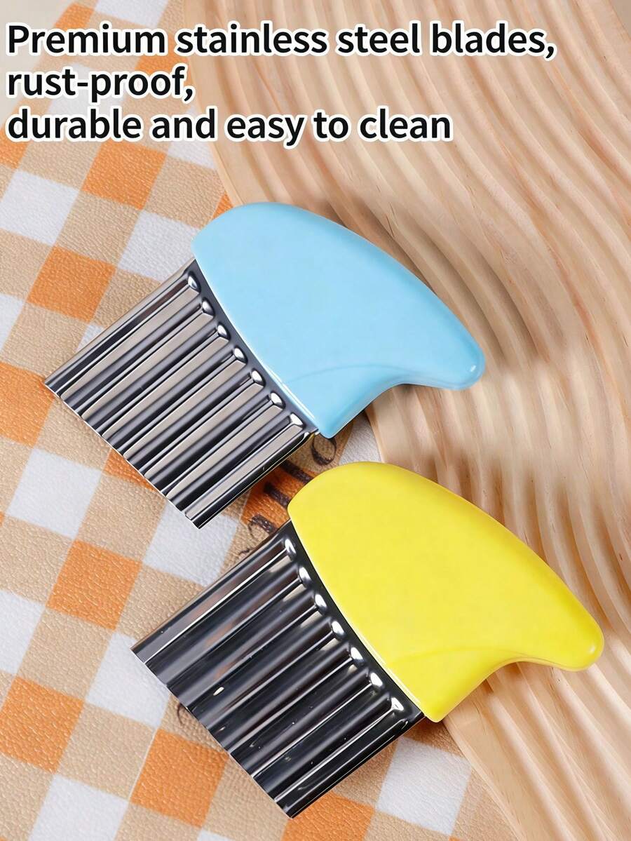 Bộ 3 dao đa năng bằng thép không gỉ hình lượn sóng, dao cắt khoai tây chiên, dao thái khoai tây. - Nhiều màu - Xem 1