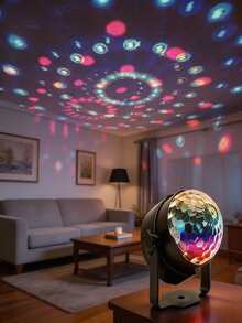 Compact & Exquisite RGB Smart Color Changing Disco Ball Projector Lamp, USB Powered Disco Lighting Decoration, Dancing Lamp, Christmas Decor, Starry Projector, Dynamic DJ Lighting With Remote Control For Indoor Party, Wedding, Game Room, Bedroom, KTV, Disco Hall, Home Gathering - Multi-color light - View 5