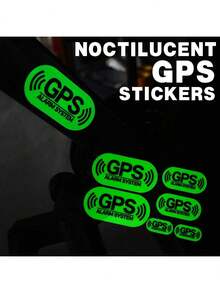 6pcs Glow-In-The-Dark GPS Alarm System Car Stickers, Waterproof DIY Car Window Side Body Rear Windshield Sun Shade Vinyl Decals, Suitable For Cars, Motorcycles, Bicycles, Laptops - 6pcs - View 1