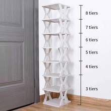 Estantería vertical para zapatos de 9 niveles - Organizador de zapatos de plástico estrecho, sostiene 9 pares, fácil montaje, ideal para entrada, armario, pasillo, baño, dormitorio - Resistente y apilable, estantería de almacenamiento de zapatos - Multicolor - Ver 10