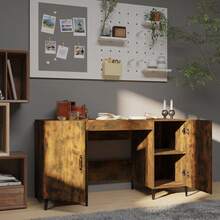 vidaXL Schreibtisch Räuchereiche 140x50x75 Cm Holzwerkstoff - Braun - Übersicht 3