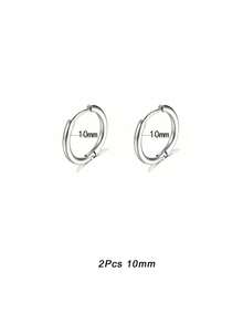 Pendientes de aro pequeños redondos de 8mm/10mm/12mm/14mm/16mm/18mm, aretes unisex minimalistas de uso diario con un aspecto genial y capas, en plata y oro - Plateado - Ver 8