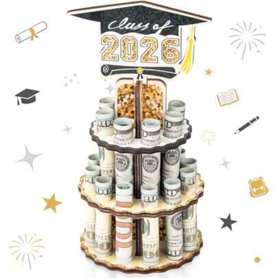 Graduation Gifts Graduation Money Holder 2026 For Cash Gift Wooden 2026 Graduation Gifts Money Holder Double-Layer Cash Cake For Congrats Class Of 2026 Graduation Party Supplies