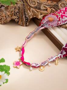 1 chiếc khăn quàng cổ in họa tiết phong cách Bohemian, hoa, sao biển, vỏ sò, mặt dây chuyền ngọc trai giả, sang trọng và thanh lịch, phù hợp cho đám cưới, tiệc tùng, kỳ nghỉ, trang phục thường ngày, phong cách đường phố, quà tặng cho phụ nữ và các cặp đôi. - vòng cổ - Xem 6