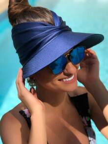 1 pezzo Cappello da sole in tessuto di poliestere tinta unita, antivento e resistente ai raggi UV, di nuova moda, versatile ed elegante, stile casual, adatto per sport all'aperto e uso quotidiano - Multicolore - Visualizzare 4