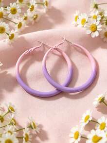 1 Pair Elegant Minimalist Versatile Purple Hoop Earrings, Suitable For Women To Wear In Any Occasion, Great Gift For Lover - Mauve Purple - View 3