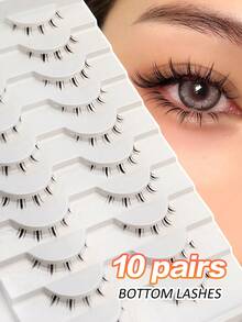 Waloshow 10 Pairs Elongated Eye Lashes, 6mm Lower Lashes - Black - View 5