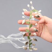 1 chiếc băng đô vải thủ công họa tiết lá và hoa màu xanh lá cây dành cho nữ - màu xanh lá - Xem 3