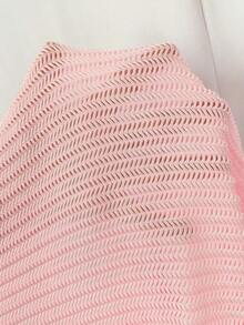 Conjunto dos piezas para mujer conjunto de playa ropa de playa novedad verano 2026 camisa de playa de manga corta de tejido de punto de malla color crema y shorts holgados a juego ideal para vacaciones playa bodas en la playa y piscina - Rosa - Ver 8