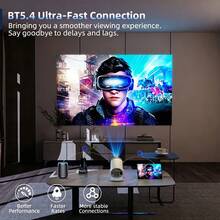 XBJ New Mini Projector 2026 Android 14, 4K UHD Supports 600 ANSI Lumens, 180° Projection Angle, Autofocus Automatic Keystone Correction, WiFi 6 Bluetooth 5.4 Screen Mirroring, Ultra-Quiet For Gaming Home Theater Office Education Outdoor Garden, Portable Projector As An Ideal Mother's Day Gift - Phích cắm loại C của EU (220-240V) - Xem 6