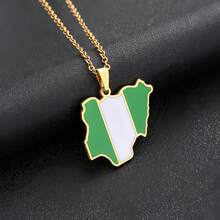 1 mặt dây chuyền hình bản đồ và quốc kỳ Nigeria, phù hợp cho cả nam và nữ, trang sức hình bản đồ Nigeria thiết kế yêu nước, mặt dây chuyền hình bản đồ và quốc kỳ bằng thép không gỉ mạ vàng 18K, quà tặng trang sức thời trang, quà lưu niệm kỷ niệm. - Dây chuyền bản đồ - Xem 6