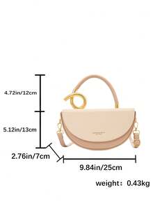 Women's Handbag, Half-Round Structured Bag, Personalized Design Flap Handbag, Fashion Elegant Lady Shoulder/Crossbody Bag, Suitable For Shopping And Commuting, Beige - Beige - View 10