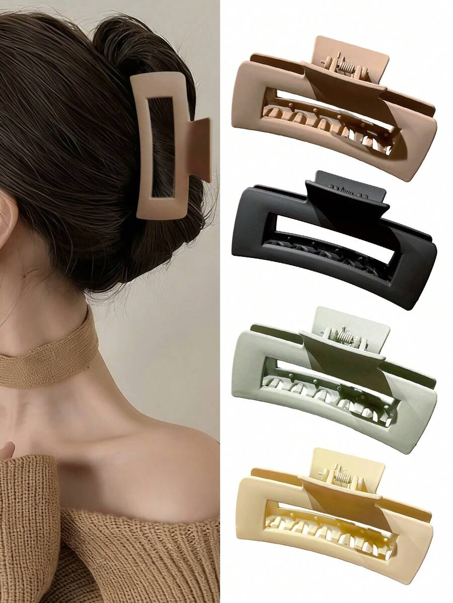 4 chiếc kẹp tóc vuông đơn giản màu trơn dành cho nữ, kẹp tóc hình càng cua vuông kết hợp, phụ kiện tóc ngọt ngào và cá tính cho các cô gái, phù hợp cho mọi mùa, quà tặng cho bạn gái, đi làm hàng ngày, hẹn hò, cực kỳ trẻ trung, đáp ứng nhu cầu phối đồ hàng ngày. Kỳ nghỉ biển, đi làm, tạo kiểu dễ dàng, vật dụng thiết thực! Kẹp tóc càng cua mùa hè đi biển, lễ hội, tiệc tùng.