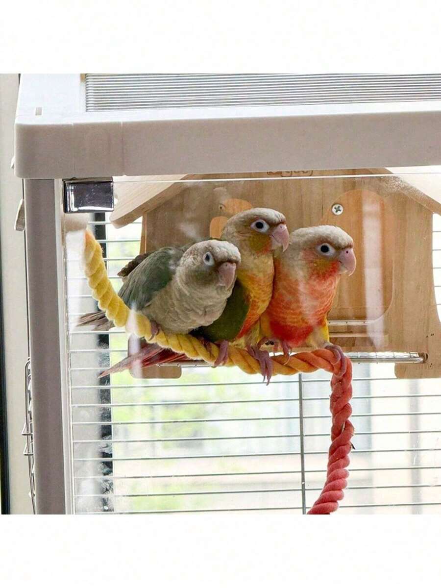 1 pieza Cuerda flexible de escalada en degradado con ganchos de metal y anillos roscados, adecuada para loros, jaulas de pájaros, soportes de sillas, juguetes, etc. Color aleatorio, apta para todas las estaciones - Diseño de flexión - Ver 1