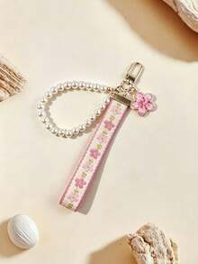 1件锌合金钥匙扣挂绳，提花编织挂绳钥匙扣，包包挂饰钥匙扣配件，腕带钥匙扣，印花编织钥匙扣，女士汽车钥匙扣，女士时尚钥匙扣通用钥匙扣，女士包包吊坠钥匙扣 - 珠鏈款 - 查看 7