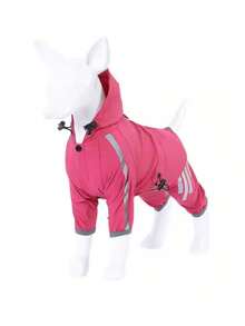 1件宠物防风外套，防水可爱紫红色外套，纽扣式雨衣，适合小型/中型犬 - 粉色 - 查看 6