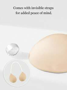 1 pieza Nuevo sujetador invisible autoadhesivo con copa redonda y push-up, con tirantes ajustables desmontables, lencería de silicona cómoda y transpirable, adecuado para camisetas, vestidos sin espalda, vestidos de novia y vestidos de noche, sujetador invisible de moda para mujeres - ninguno - Ver 4