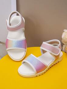 Một đôi sandal mùa xuân hè dễ thương, bán chạy nhất dành cho bé gái, màu gradient bóng bẩy, đế mềm, quai cài điều chỉnh được, kiểu giày công chúa hở mũi, thích hợp đi du lịch, mặc hàng ngày, dự tiệc và nhiều dịp khác. - Nhiều màu - Xem 1