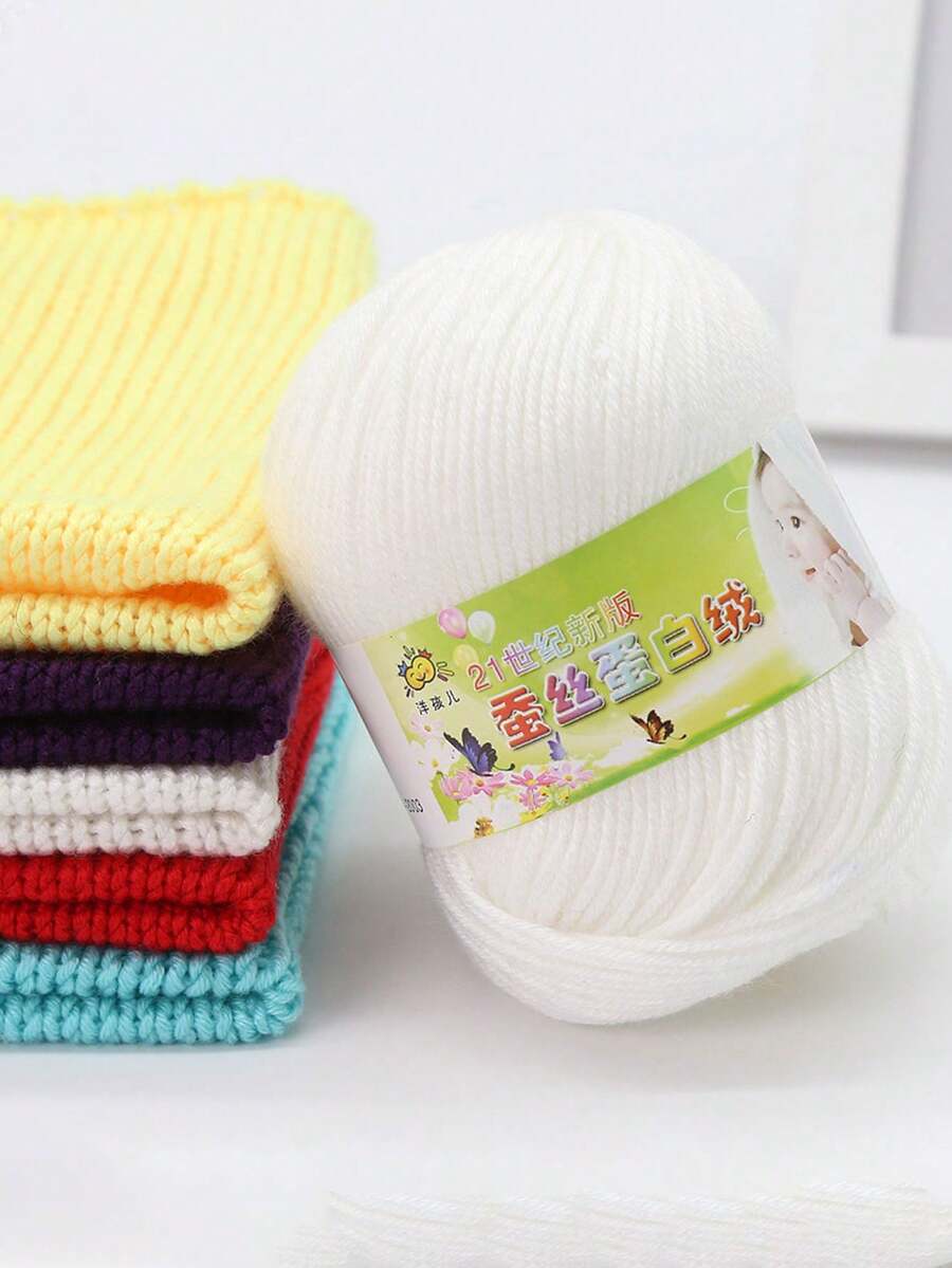 2 cuộn len sợi mịn tự làm, thảm đan áo len, len mềm mại ấm áp, len móc khăn quàng cổ, quà tặng thủ công tự làm - A - Xem 1