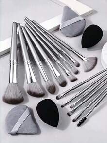 Bộ cọ trang điểm cao cấp 18 món, bao gồm cọ tán kem nền, bông mút trang điểm và các loại cọ trang điểm mặt. - Nhiều màu - Xem 5