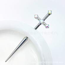 ASTMF-136 Titanium Alloy Holy Sword Ear Stud   Titanium Internal Thread  Piercing Ear Stud Jewelry - AB - Xem 13