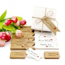 100TAG+20M String 7X2/4X2 Cm White Kraft Paper Handmade Hang Card - 7X2/4X2 cm White Kraft Paper Handmade Hang Card - View 2