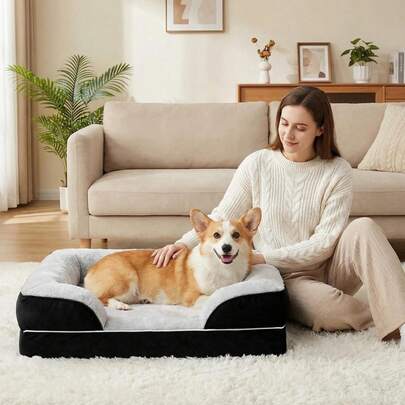 1pc Multi-Color Large Dog Bed, Comfortable Soft Orthopedic Dog Bed, Scratch-Resistant , Suitable For Large & Medium Dogs, All Season