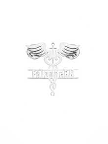 1pc Customized Name Badge Pin, Featuring Caduceus And Stethoscope Design, Made Of Stainless Steel. Simple And Elegant Gift, Suitable For Doctors And Nurses To Wear On Thanksgiving And Christmas - Multicolor - View 3