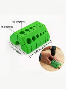 1 Pc Drill Guide & Locator: Precision Drilling Aid-Specially Designed For 45° And Vertical Angles. Ideal For Woodworking, Deck Construction, Angled Drilling, Drill Bit Storage, And Men's Tools - Multicolor - View 1