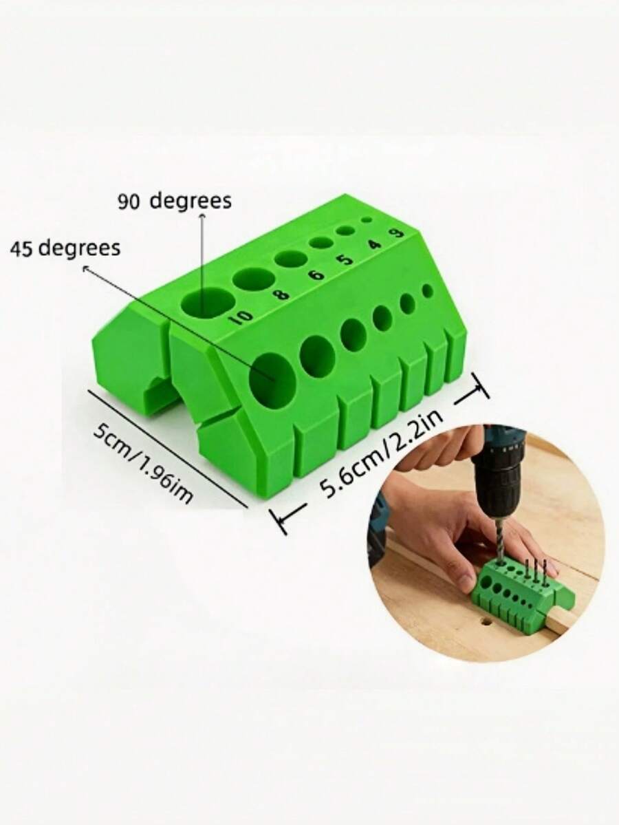 1 Pc Drill Guide & Locator: Precision Drilling Aid-Specially Designed For 45° And Vertical Angles. Ideal For Woodworking, Deck Construction, Angled Drilling, Drill Bit Storage, And Men's Tools - Multicolor - View 1