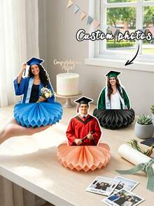 1 buah Hiasan Meja Sarang Lebah Kustom untuk Foto Wisuda, Dekorasi Meja Foto Wisuda yang Dipersonalisasi, Dudukan Sarang Lebah Wisuda, Hiasan Meja Sarang Lebah 3D untuk Pesta Wisuda - MultiWarna - View 1
