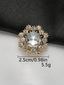 5pcs Elegant Rhinestone Flower Metal Buttons - Versatile For Shirts, Sweaters, Blazers & Coats - DIY Sewing Craft Supplies In Golden/Black - Multicolor - View 19