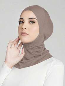 Three Pieces Women's Stylish Solid Color Set, Including An Elastic Chin Cover, A Convenient Hijab Cap, And A Hijab, Suitable For Daily Wear With A Robe. Breathable Lining Women's Veil - A - View 5