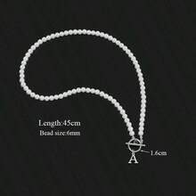 1件新款简约不锈钢字母吊坠登山扣项链，适合派对佩戴 - 銀色 - 查看 2