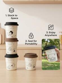1 件卡通猫陶瓷咖啡杯，带硅胶盖的办公室拿铁杯，防漏，适合办公室和家庭使用，可微波炉加热，是返校最佳生日礼物 - 單杯+矽膠蓋(防漏) - 查看 7