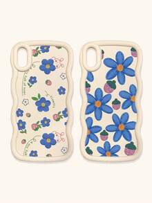 2 chiếc ốp lưng điện thoại silicon mềm chống rơi, họa tiết hoa dâu tây màu xanh dương dễ thương, viền lượn sóng, tương thích với iPhone & Galaxy - trắng - Xem 43