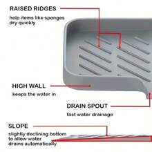 1pc Drain Soap Box Kitchen Bathroom Anti-Slip Sink Tray Creative Washing Table Soap Tray Free Punch Drain Rack - Grey - View 11