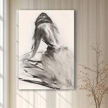 Enmarcado póster de lienzo  "Mujer elegante entre pétalos" - Figura femenina desnuda artística con rosas vibrantes, idea de regalo creativa, accesorio para fiestas, regalo de cumpleaños, decoración de habitaciones de 30 x 45 cm, ambiente romántico, impresión de alta calidad, decoración de pared, decoración romántica para habitaciones | Diseño artístico de desnudo | Calidad de impresión detallada, decoración floral - Enmarcado - Ver 2