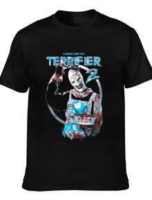 Terrifier 2 Art The Clown Horror Movie T Shirt Men Women Slasher Film Fan Casual Short Sleeve Graphic Tee Top - màu đen - Xem 1