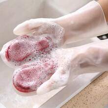 2pcs Innovative Silicone Dishwashing Gloves, Combining Hand Protection And Brush Cleaning Power. Made Of Silicone, Hygienic And Reusable, An Excellent Kitchen Cleaning Tool. - A - View 6
