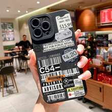 プライスタグ風スマホケース エッジステッカースタイル  17 16 15 14 13 12 11 Plus Pro Maxを使う ユニークなファッションギフト アーバンアート ボールドデザイン クールでエッジの効果的いた耐衝撃性ケース - ブラック - チェックする 3
