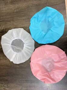 3个/1个超可爱波点浴帽，可重复使用的塑料浴帽，防滑设计，带松紧带，适合女性在水疗中心或美发沙龙使用。可水洗，非常适合长发或编发。 - A - 查看 12