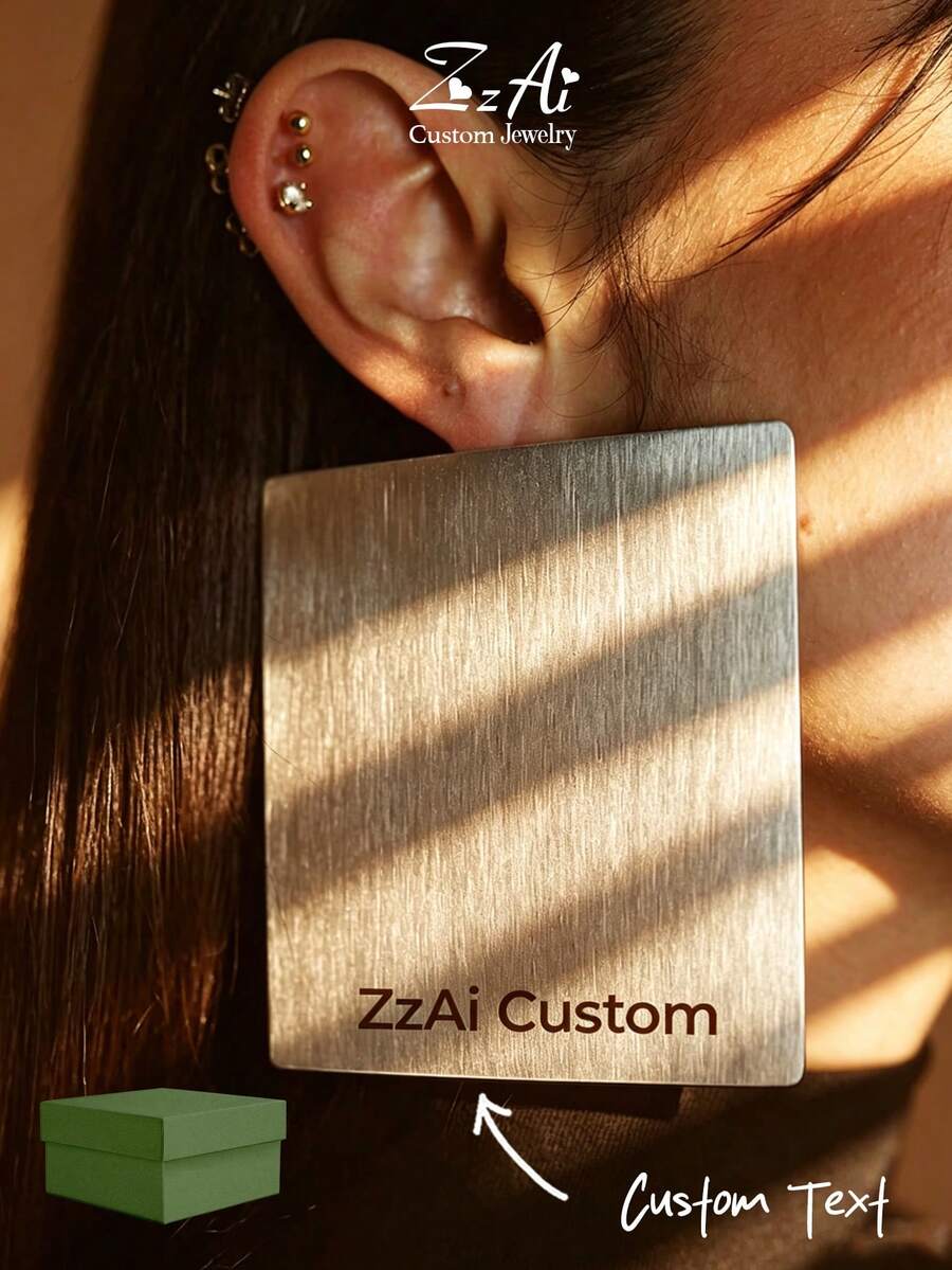 [ZzAi Custom]1 個客製化姓名耳環，刻字字體，非洲風，大耳環。獨特耳環，可作為禮物贈送，手工耳環，金色耳環，客製化耳環。時尚配件，可搭配衣著，時尚不鏽鋼耳環。 - 款式6 - 查看 1