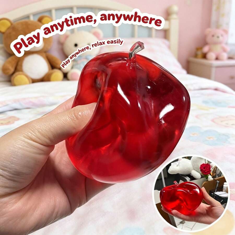Red Apple Squishy Stress Relief Toy, Soft Non-Bouncing Slow Rebound Squeeze Toy, Durable And Hard To Break, Stress Relieving And Boredom Buster, Suitable For Anxiety Relief, Home And Office Use, All Ages (Easter Applicable) - Multicolor - View 1