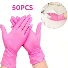 50/100 chiếc găng tay dùng một lần bằng PVC màu hồng/đen, thích hợp cho nhà bếp, rửa chén, dọn dẹp nhà cửa, không chứa latex, sử dụng trong nhà và ngoài trời, găng tay vệ sinh nhà bếp. - 50 cái - Xem 10