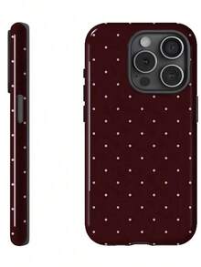 Burgundy Background With Pink Dots Two-In-One Matte Texture Phone Case Suitable For Compatible With Iphone17,17Air,16, 15, 14, 13, 12, 11, PRO MAX,PLUS,X,XS,XSMAX,As Well As , Galaxy S21/22/23/24/25 Ultra/FE+,NOTE20 Ultra,A71/56/55/54/53/52/36/35/34/26/25/23/16/15/14/13/06 - 彩色 - 查看 5