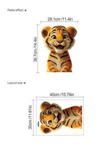 1 pieza Lindo adhesivo de pared de mapache y tigre, decoración removible para guardería, habitación de niños, dormitorio, escuela - 1PC - Ver 8