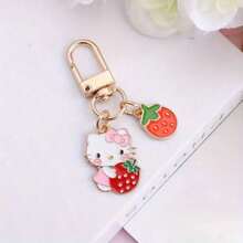 SANRIO Set Of 5 Pieces Gift For Her/Him Hello Kitty Pendant Keychain - Cartoon Design With Cupid, Lucky Symbols, Bows, Hearts, Strawberries, And Rainbow Decorations - Y2G Style Perfect Couple Gift - Multicolor - View 14