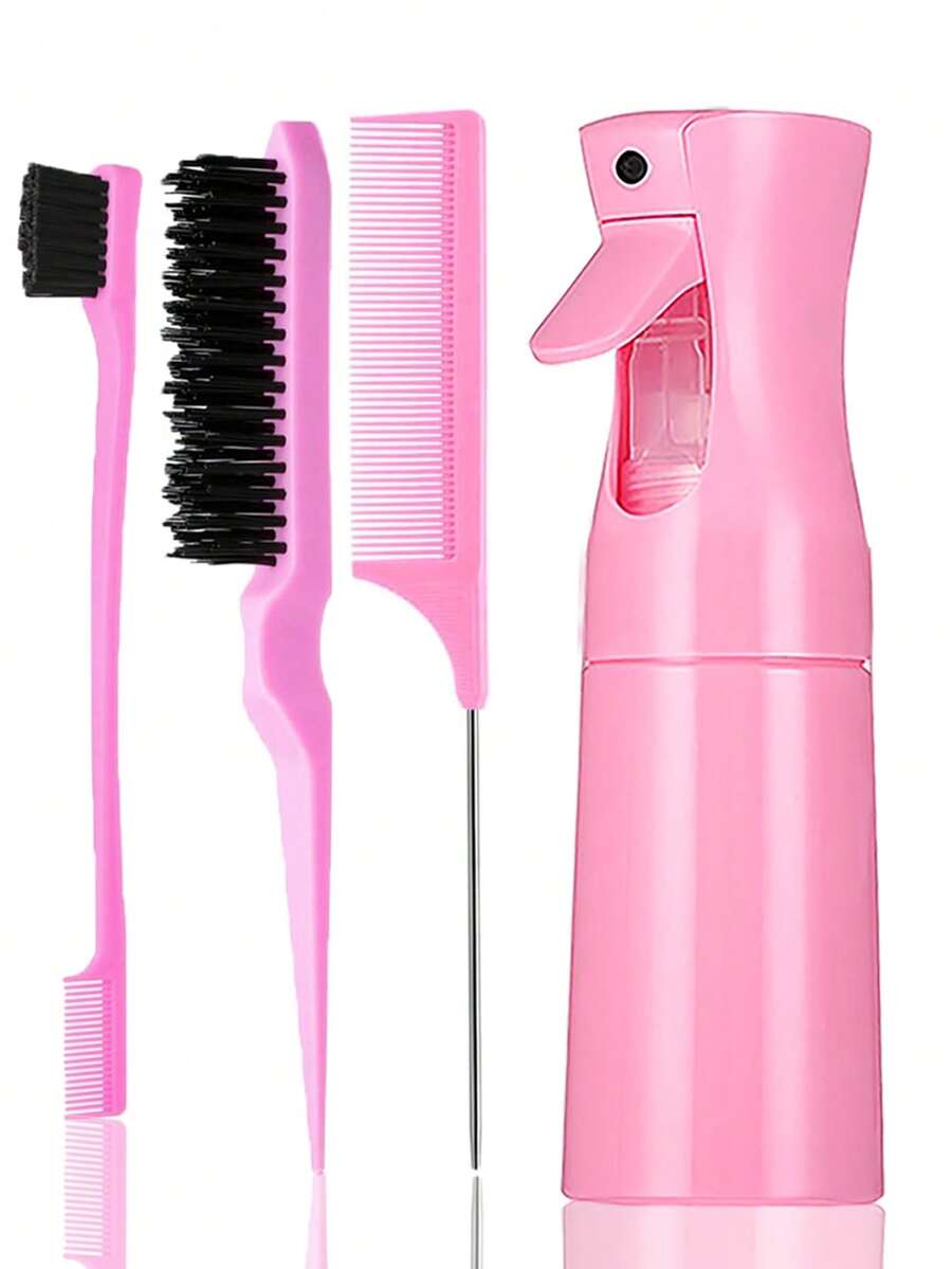 Set de 3 piezas/4 piezas de peines con forma de regadera, Set de 3 peines (incluyendo 1 peine de bordes, 1 cepillo para el cabello, 1 peine de cola puntiaguda), cepillos alisadores para peinados, herramientas y accesorios de peinado, accesorios de belleza para el cabello para el hogar - Multicolor - Ver 1